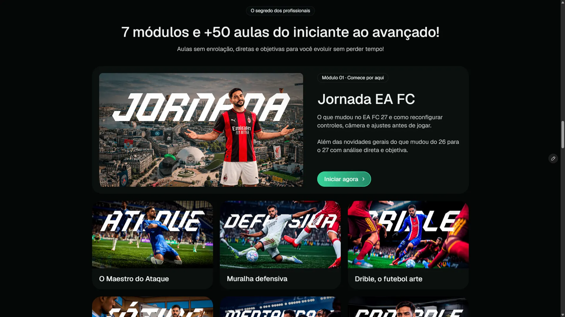 Telas do site da PH Academy