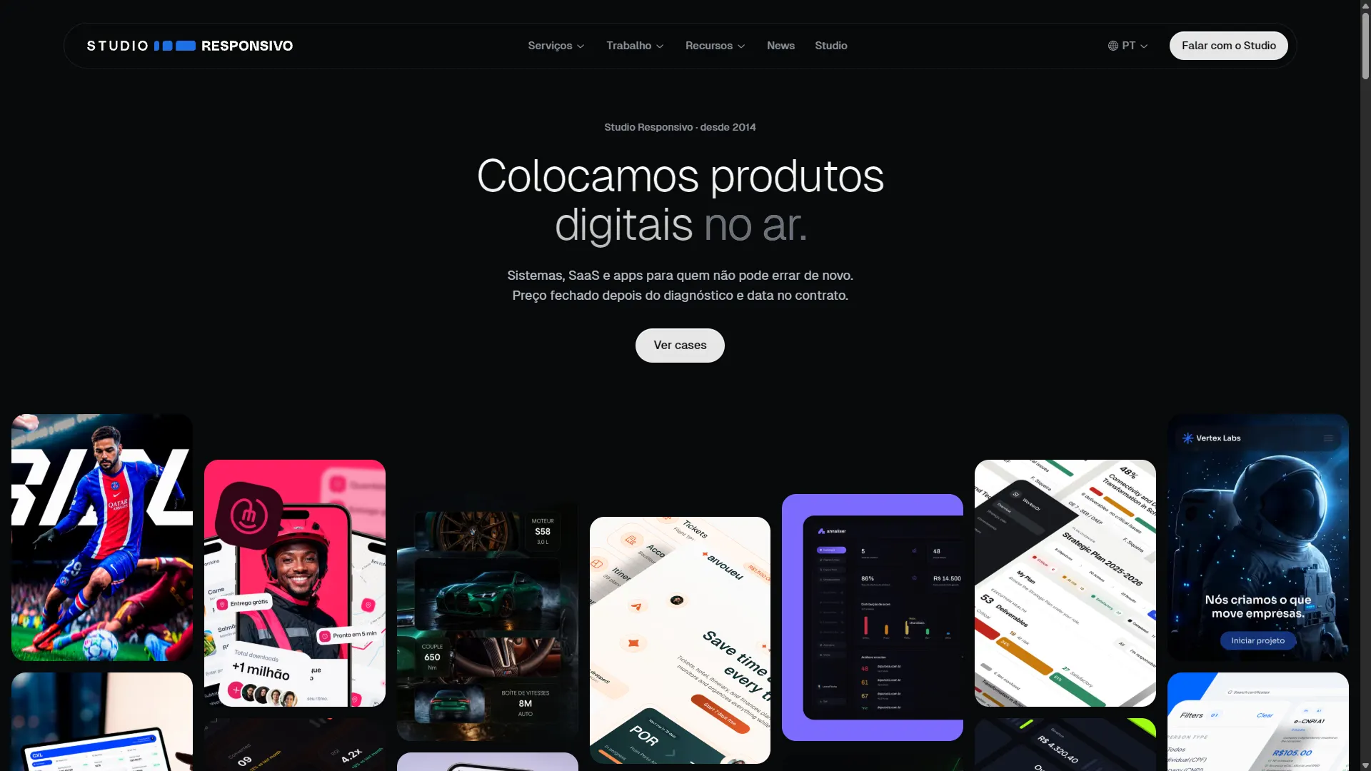Telas de projetos do site Studio Responsivo