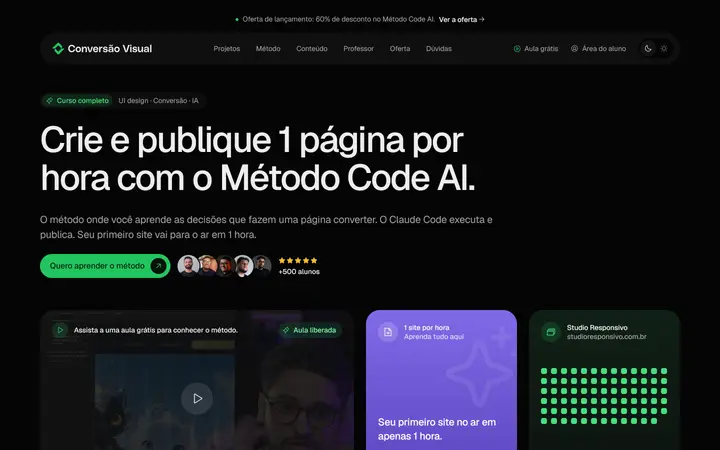 Primeira tela do site Conversão Visual