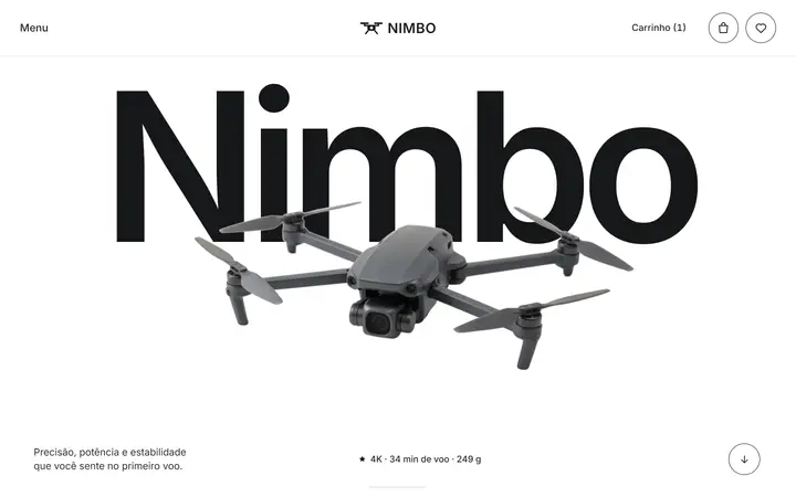 Primeira tela do site Nimbo